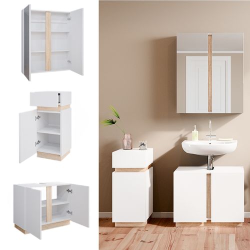 Ensemble Meubles Bain Gloria, Blanc, 3 Pièces