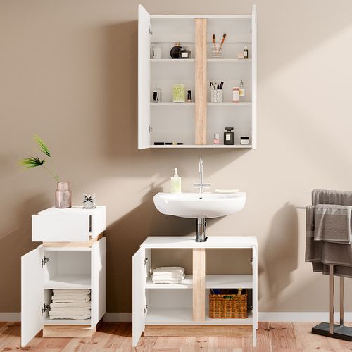 Ensemble Meubles Bain Gloria, Blanc, 3 Pièces