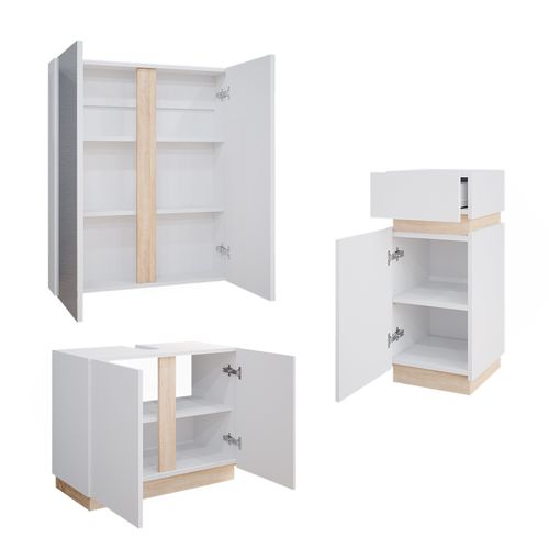 Ensemble Meubles Bain Gloria, Blanc, 3 Pièces