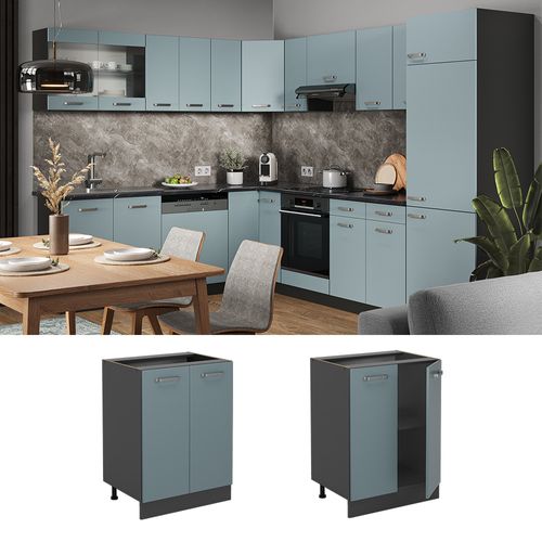 Meuble Bas De Cuisine R-line 41057 Bleu-gris 60cm Sans Pt