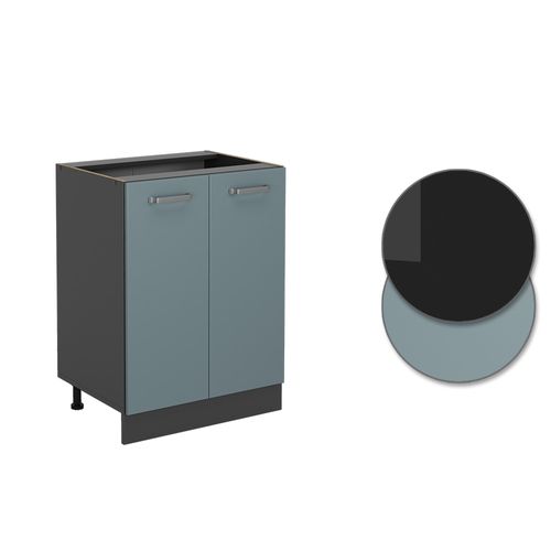 Meuble Bas De Cuisine R-line 41057 Bleu-gris 60cm Sans Pt