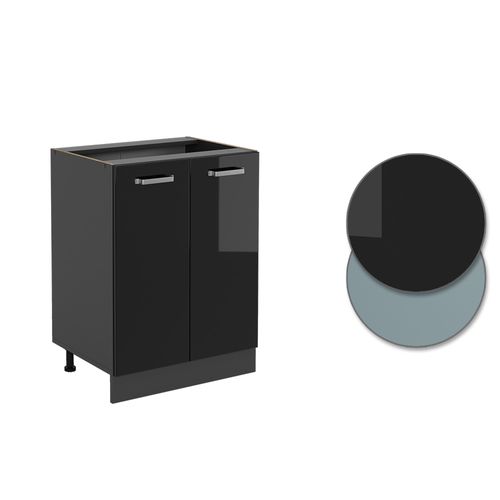 Meuble Bas De Cuisine R-line 41058 Noir Haute Brillance 60cm Sans Pt