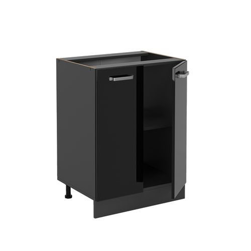 Meuble Bas De Cuisine R-line 41058 Noir Haute Brillance 60cm Sans Pt