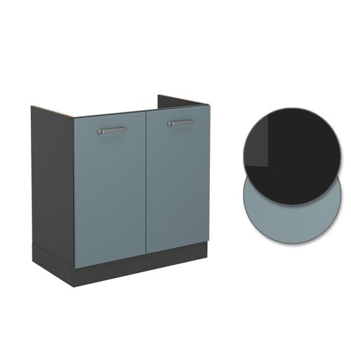 Meuble Bas Sous-évier R-line 41061 Bleu-gris 80cm Sans Pt