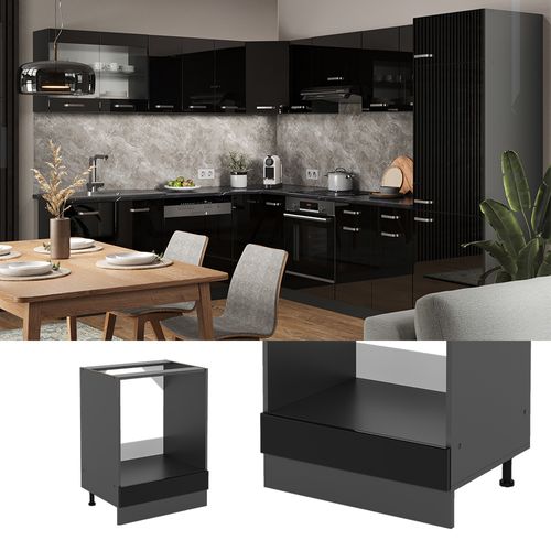 Meuble Pour Four R-line 41068 Noir Haute Brillance 60cm Sans Pt