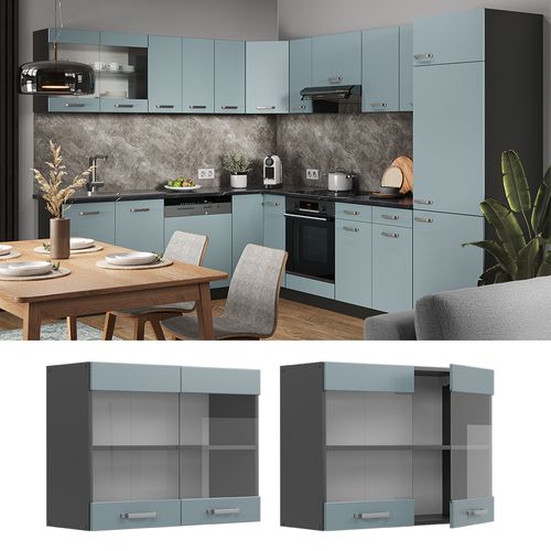 Armoire En Verre R-line 41077 Bleu-gris 80cm