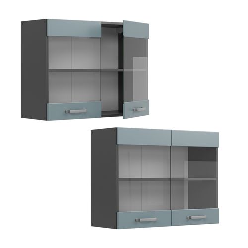 Armoire En Verre R-line 41077 Bleu-gris 80cm