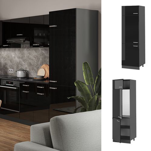 Armoire Pour Frigo R-line 41084 Noir Haute Brillance 60cm