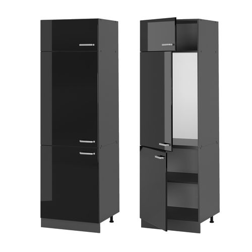 Armoire Pour Frigo R-line 41084 Noir Haute Brillance 60cm