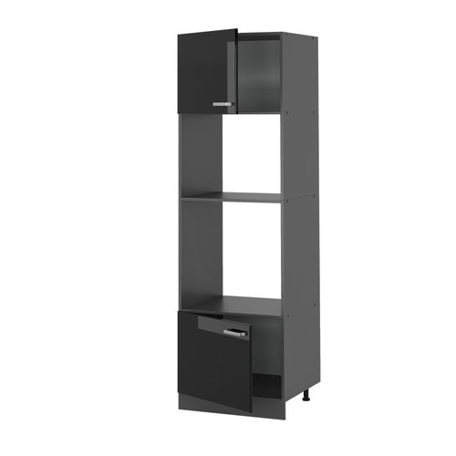 Armoire Micro-ondes R-line 41086 Noir Haute Brillance 60cm