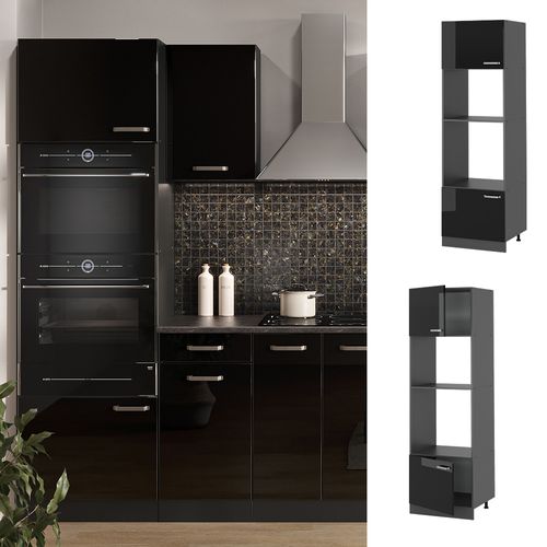 Armoire Micro-ondes R-line 41086 Noir Haute Brillance 60cm