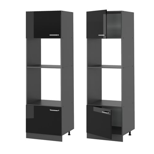 Armoire Micro-ondes R-line 41086 Noir Haute Brillance 60cm