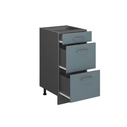 Meuble Cuisine R-line 41177 Bleu-gris 40cm Avec Tiroirs, Sans Pt