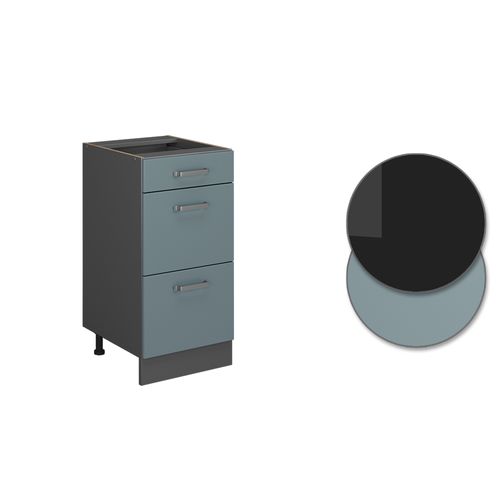 Meuble Cuisine R-line 41177 Bleu-gris 40cm Avec Tiroirs, Sans Pt