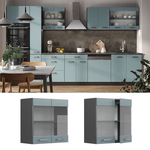 Armoire En Verre R-line 41185 Bleu-gris 60cm