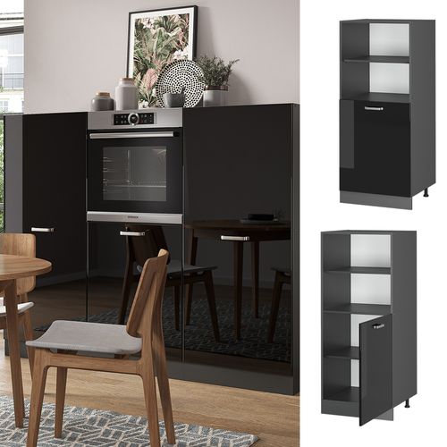 Meuble Pour Four R-line 41188 Noir Haute Brillance 60cm