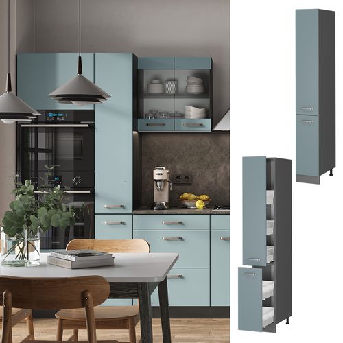 Meuble Haute De Cuisine R-line 41191 Bleu-gris 30cm
