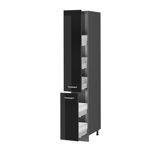 Meuble Haute De Cuisine R-line 41192 Noir Haute Brillance 30cm