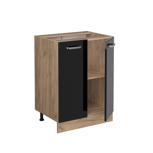 Meuble Bas De Cuisine R-line 41094 Noir Haute Brillance 60cm Sans Pt