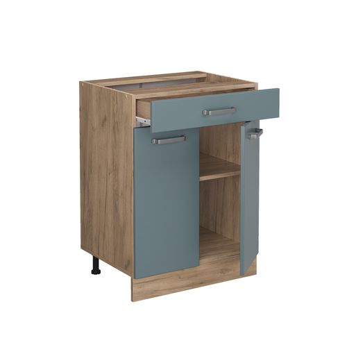 Meuble Cuisine R-line 41095 Bleu-gris 60cm Avec Tiroir, Sans Pt