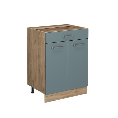 Meuble Cuisine R-line 41095 Bleu-gris 60cm Avec Tiroir, Sans Pt