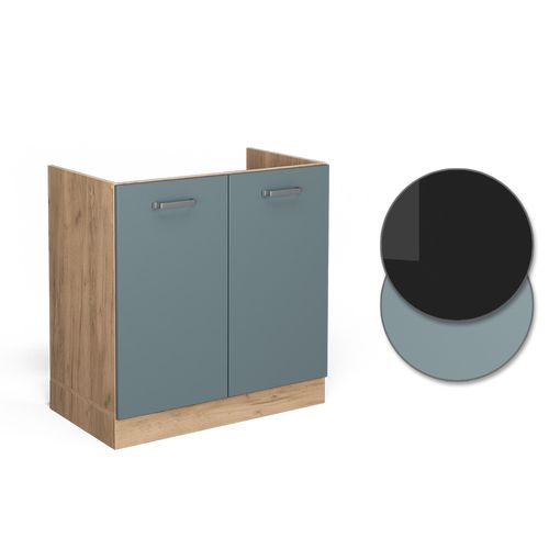 Meuble Bas Sous-évier R-line 41097 Bleu-gris 80cm Sans Pt
