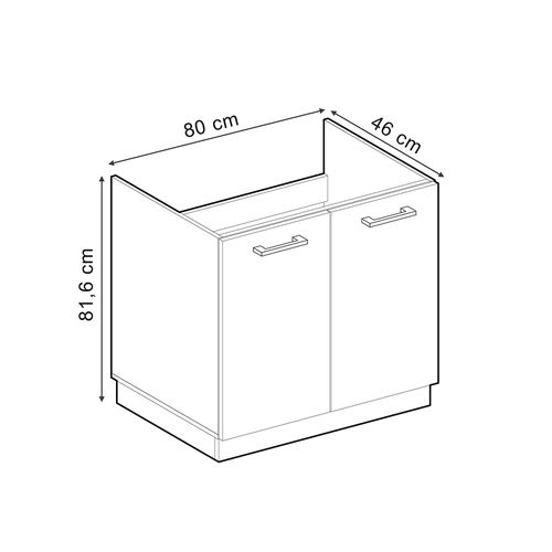 Meuble Bas Sous-évier R-line 41097 Bleu-gris 80cm Sans Pt