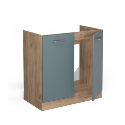 Meuble Bas Sous-évier R-line 41097 Bleu-gris 80cm Sans Pt
