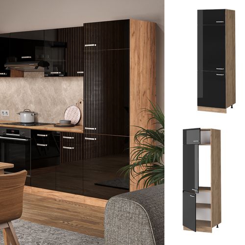 Armoire Pour Frigo R-line 41118 Noir Haute Brillance 60cm