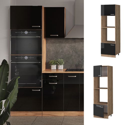 Armoire Micro-ondes R-line 41120 Noir Haute Brillance 60cm