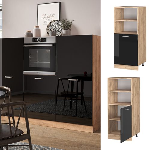 Meuble Pour Four R-line 41138 Noir Haute Brillance 60cm