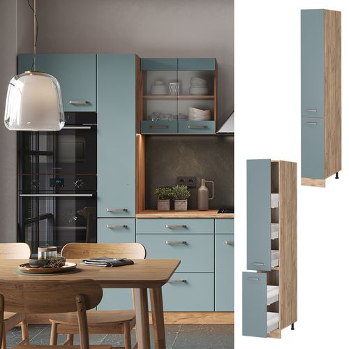 Meuble Haute De Cuisine R-line 41141 Bleu-gris 30cm