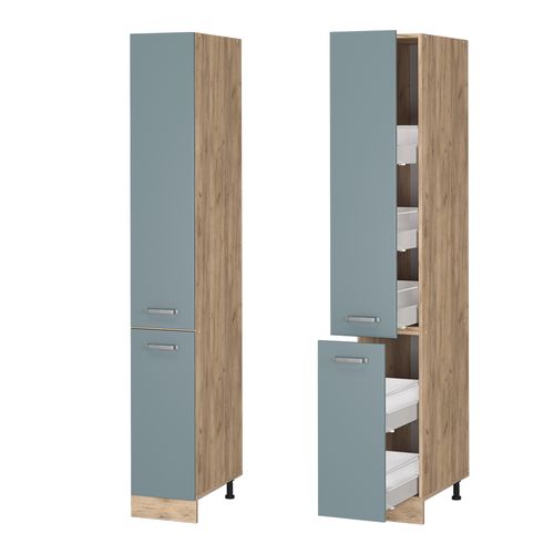 Meuble Haute De Cuisine R-line 41141 Bleu-gris 30cm