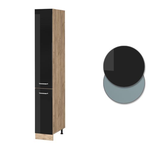 Meuble Haute De Cuisine R-line 41142 Noir Haute Brillance 30cm