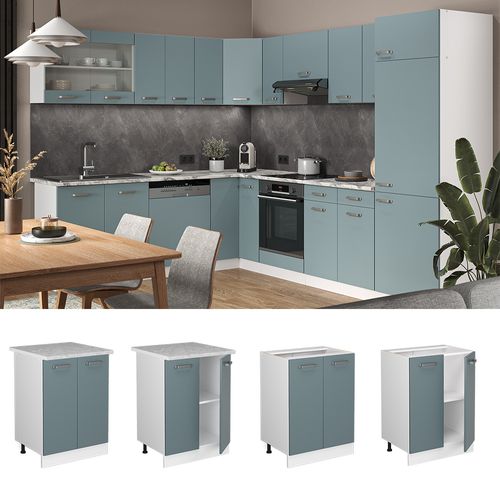 Meuble Bas De Cuisine R-line 41087 Bleu-gris 60cm Sans Pt