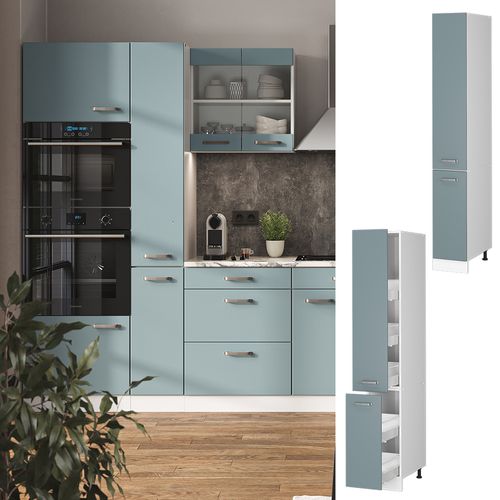 Meuble Haute De Cuisine R-line 41171 Bleu-gris 30cm
