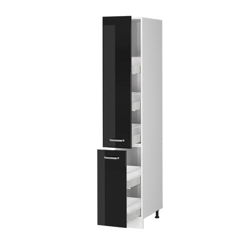 Meuble Haute De Cuisine R-line 41172 Noir Haute Brillance 30cm