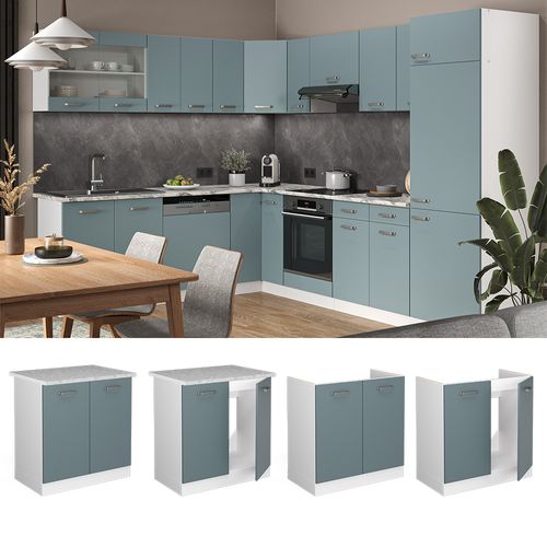 Meuble Bas Sous-évier R-line 41197 Bleu-gris 80cm Sans Pt