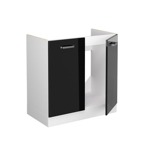 Meuble Bas Sous-évier R-line 41228 Noir Haute Brillance 80cm Sans Pt