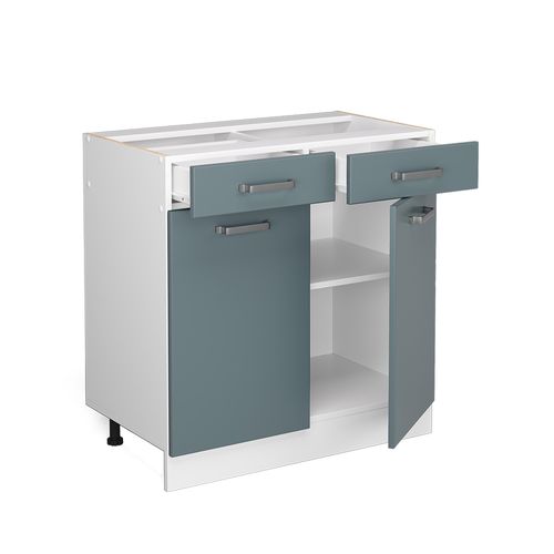 Meuble Cuisine R-line 41201 Bleu-gris 80cm , Sans Plan De Travail