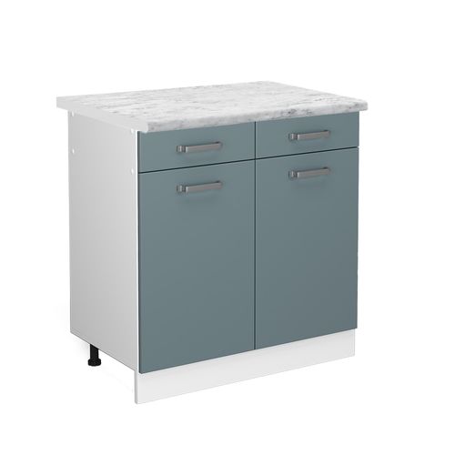 Meuble Cuisine R-line 41201 Bleu-gris 80cm , Sans Plan De Travail