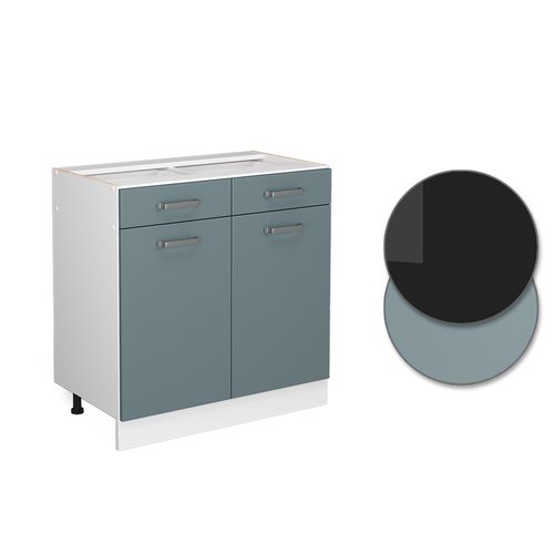 Meuble Cuisine R-line 41201 Bleu-gris 80cm , Sans Plan De Travail