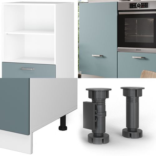 Bloc De Cuisine R-line 41007 Bleu-gris/blanc 180cm Sans Pt