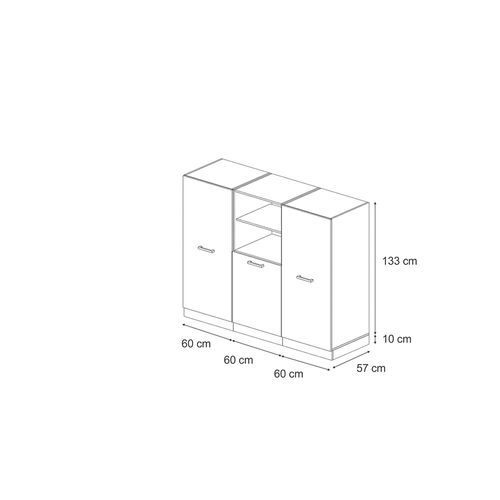 Bloc De Cuisine R-line 41007 Bleu-gris/blanc 180cm Sans Pt