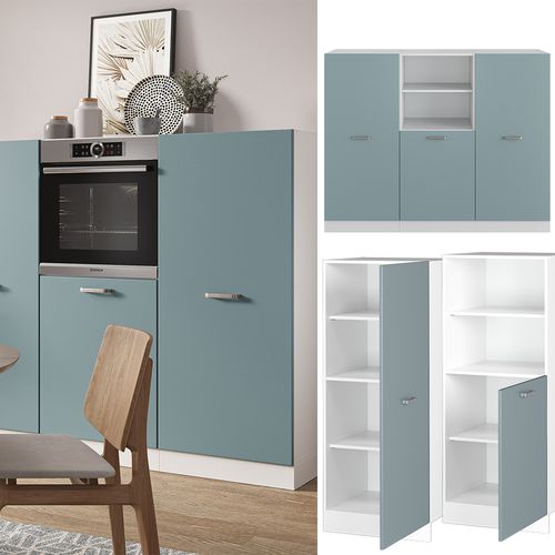 Bloc De Cuisine R-line 41007 Bleu-gris/blanc 180cm Sans Pt