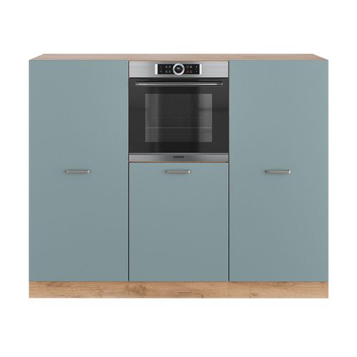Bloc De Cuisine R-line 41020 Bleu-gris/chêne Doré 180cm Sans Pt