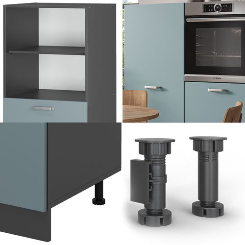 Bloc De Cuisine R-line 41029 Bleu-gris/anthracite 180cm Sans Pt