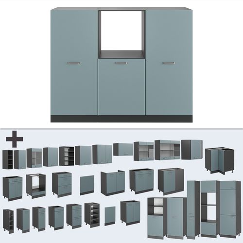 Bloc De Cuisine R-line 41029 Bleu-gris/anthracite 180cm Sans Pt