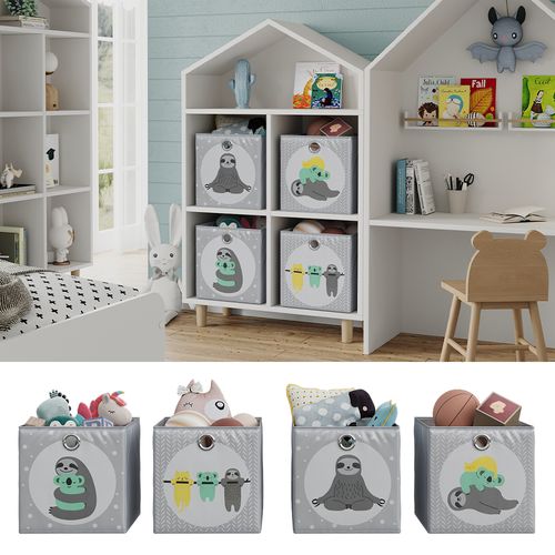 Boîte Pliante  40747 Gris 30x30cm (motif Paresseux)