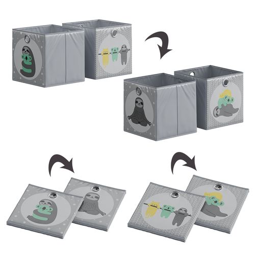 Boîte Pliante  40747 Gris 30x30cm (motif Paresseux)